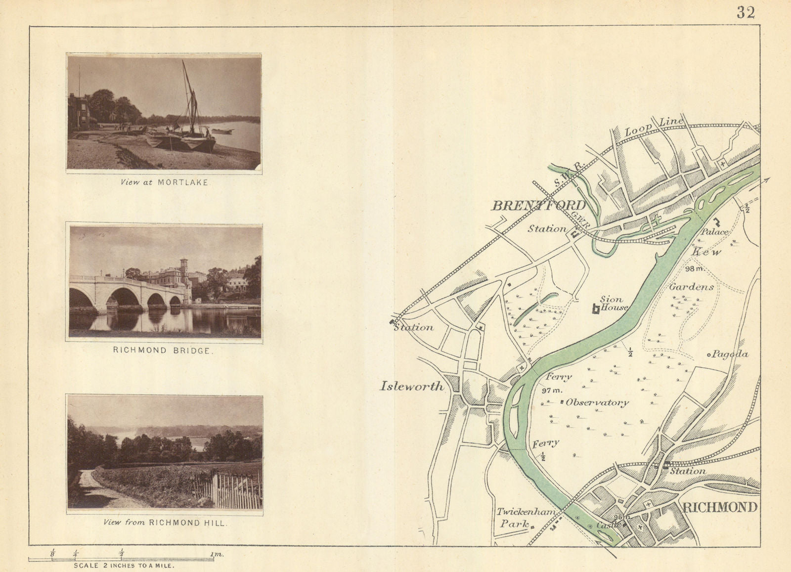RIVER THAMES - Richmond - Isleworth - Brentford. Mortlake. TAUNT 1879 old map